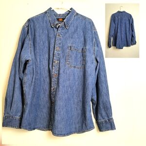 Men's Regular Fit  Denim Shirt Long Sleeve Extra Large Casual Work Wear